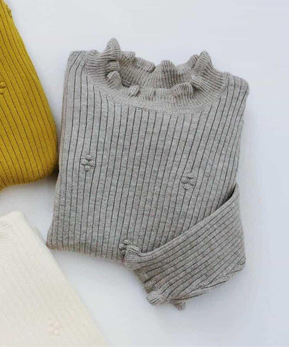 荷葉邊羅紋針織衫_可機洗