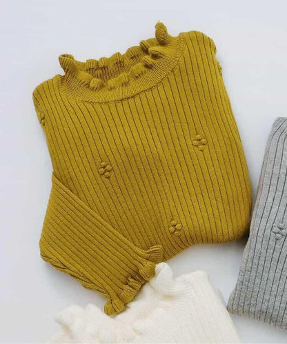 荷葉邊羅紋針織衫_可機洗