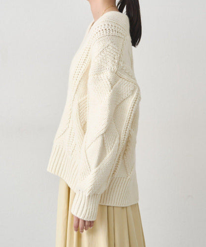 麻花V領針織衫