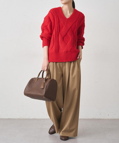 麻花V領針織衫