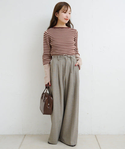 【4色可選】B 條紋指孔針織上衣