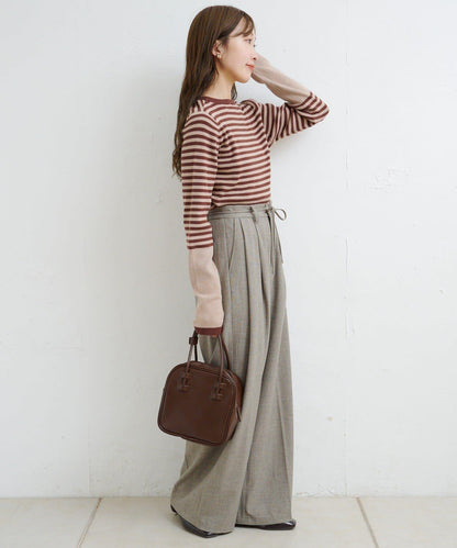 【4色可選】B 條紋指孔針織上衣