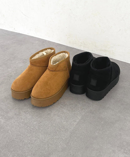 厚底短款羊羔絨靴