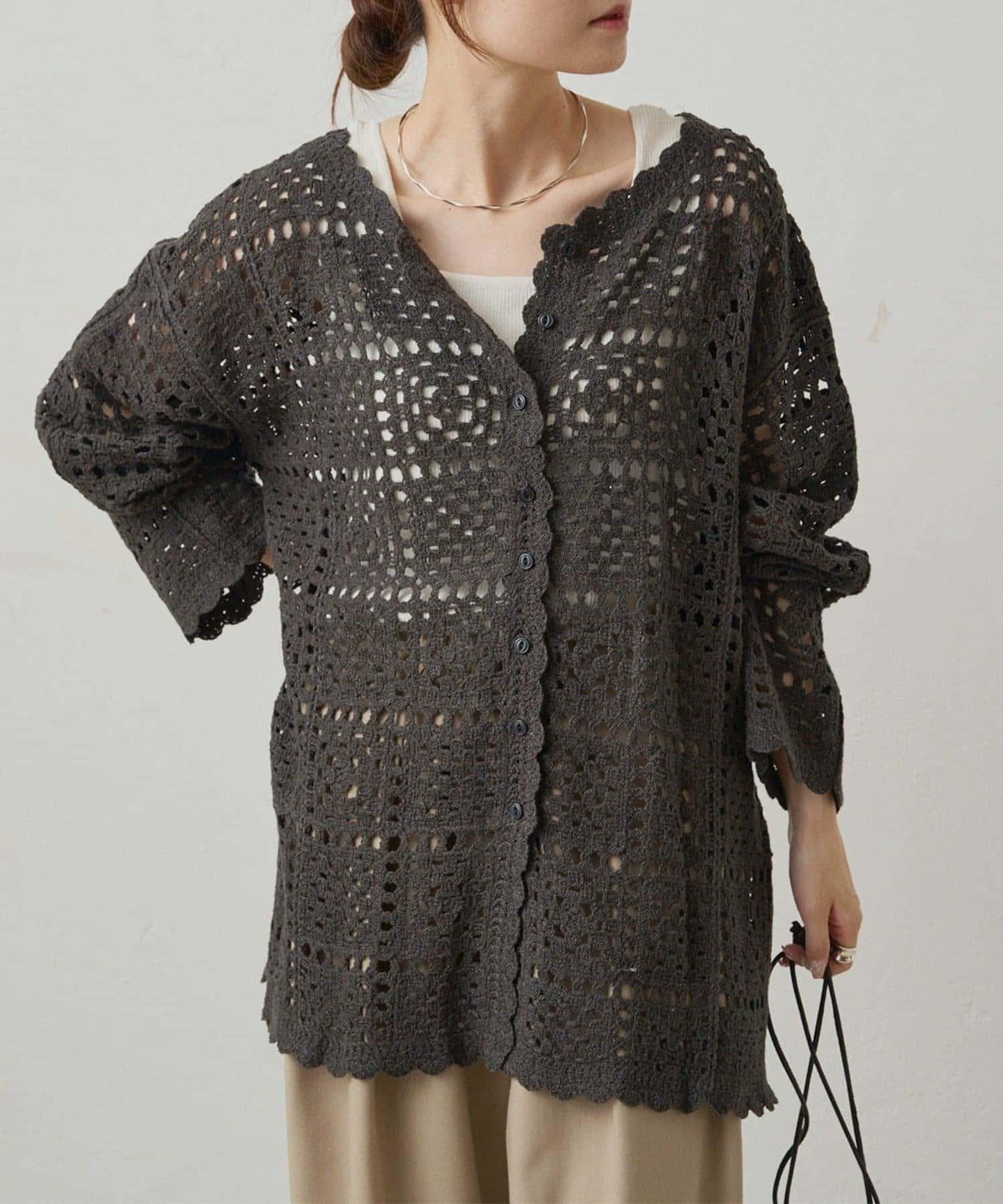 【PUAL CE CIN】鉤針編織針織開衫