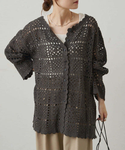 【PUAL CE CIN】鉤針編織針織開衫