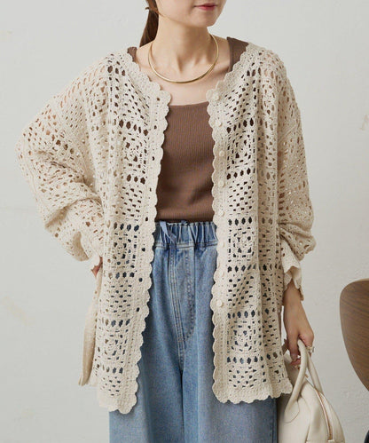 【PUAL CE CIN】鉤針編織針織開衫