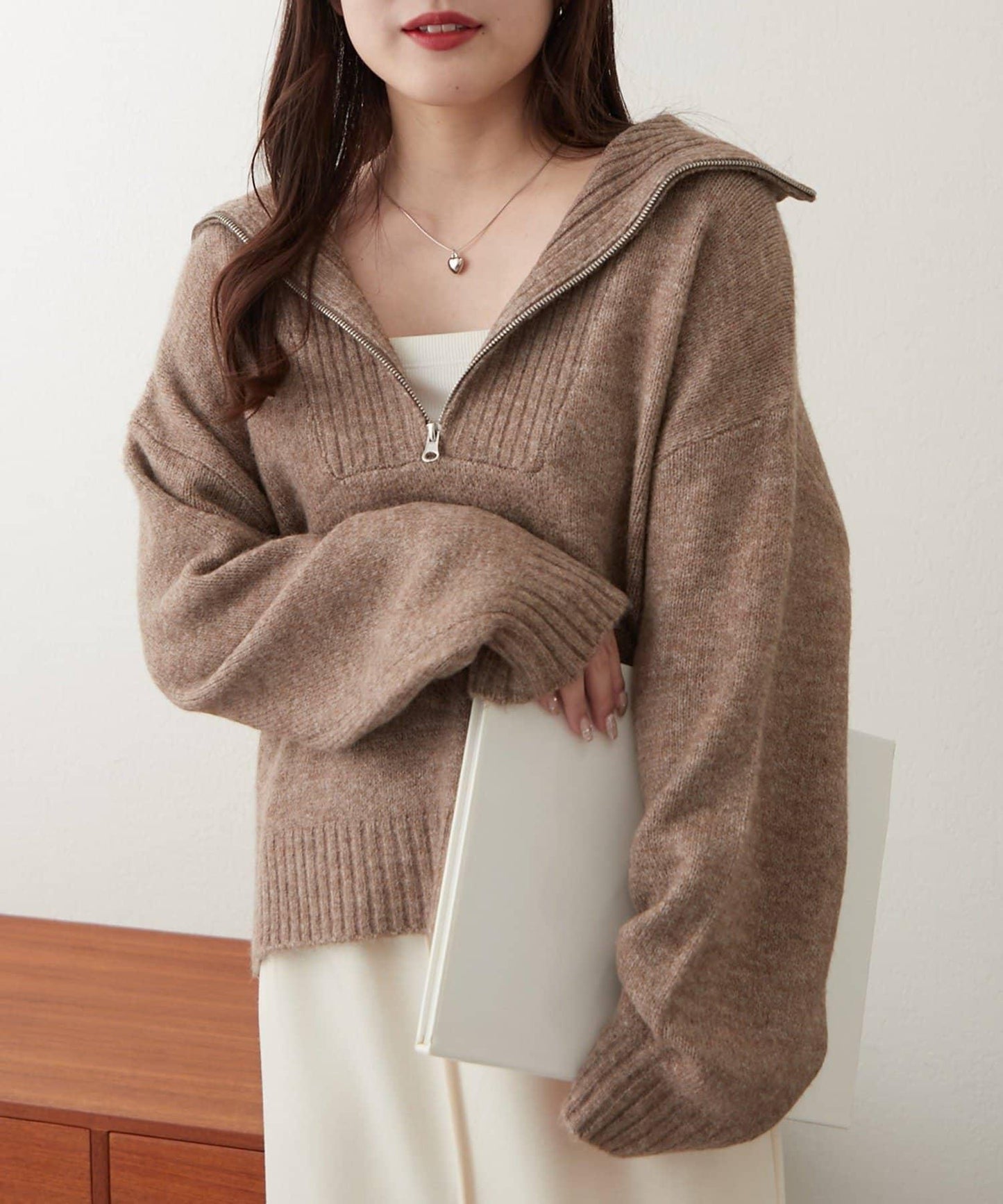 Yak觸感半拉鍊針織衫