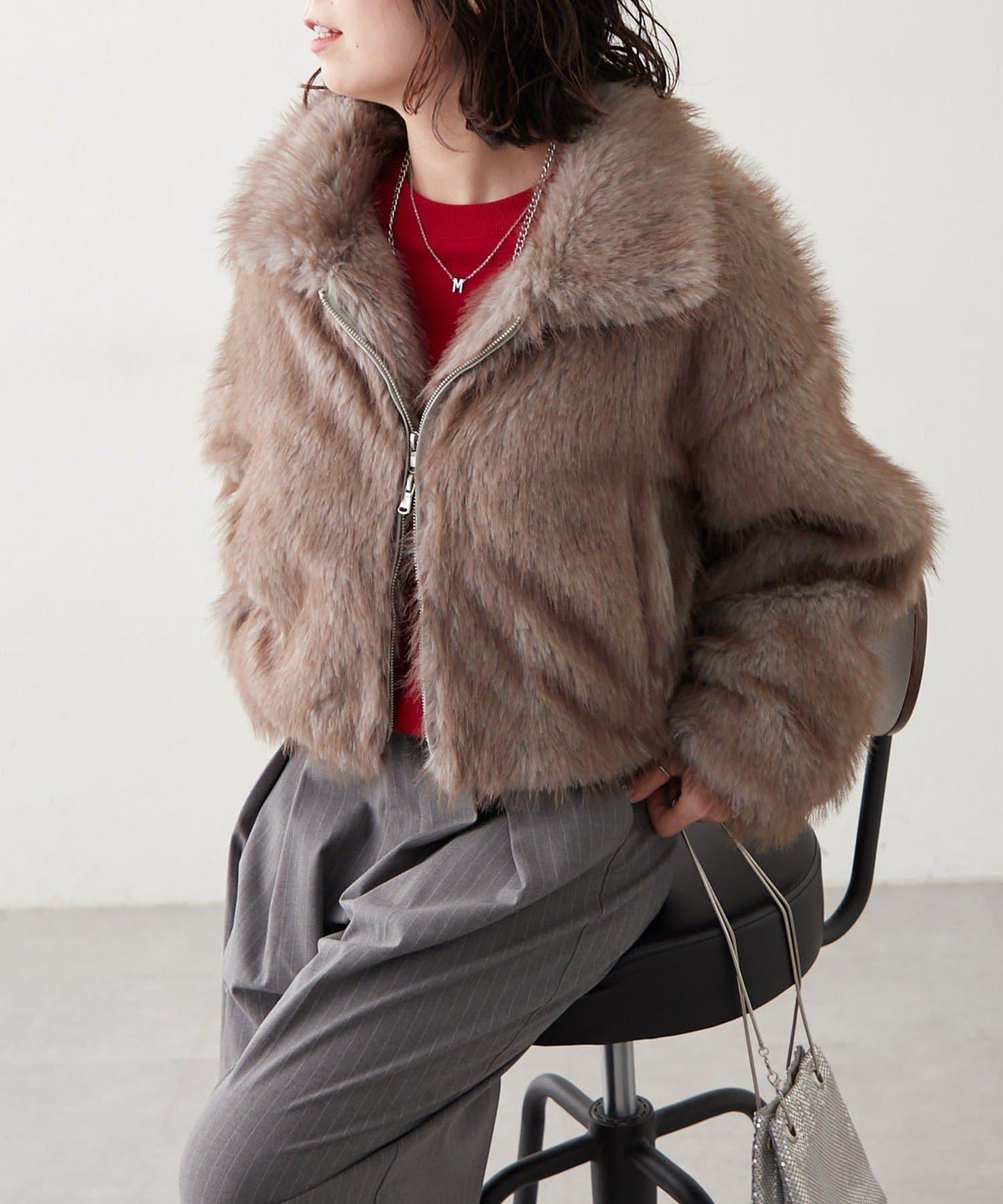 拼接毛皮兩用夾克