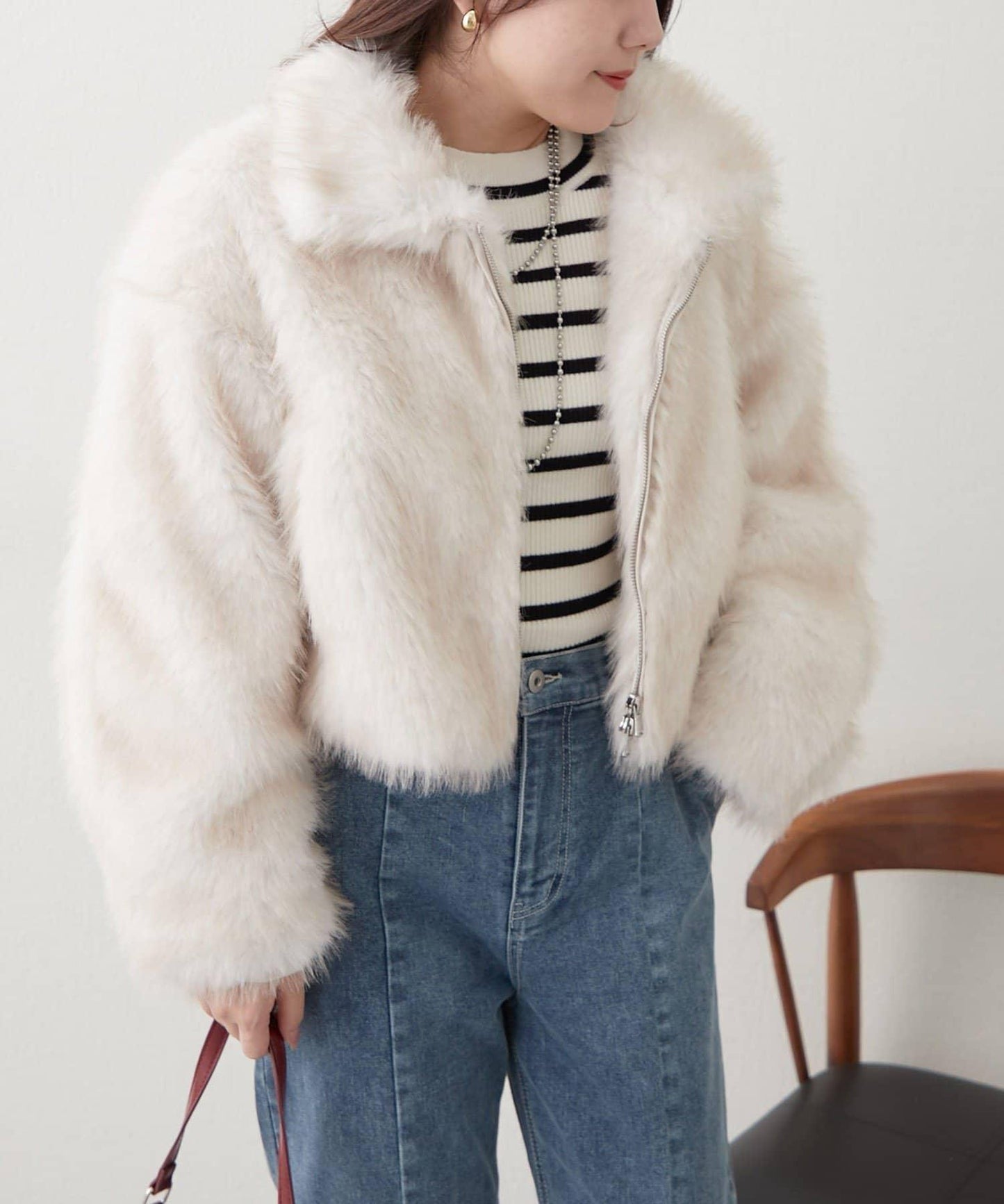 拼接毛皮兩用夾克