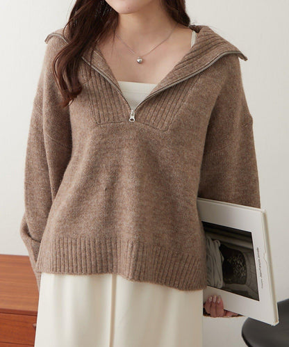 Yak觸感半拉鍊針織衫