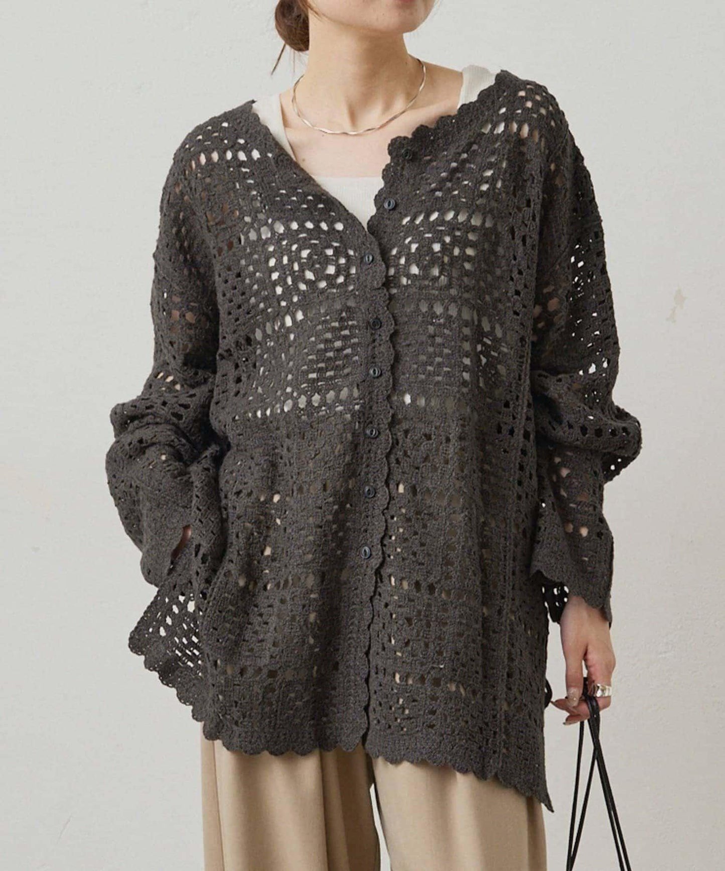 【PUAL CE CIN】鉤針編織針織開衫