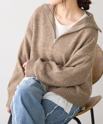 Yak觸感半拉鍊針織衫