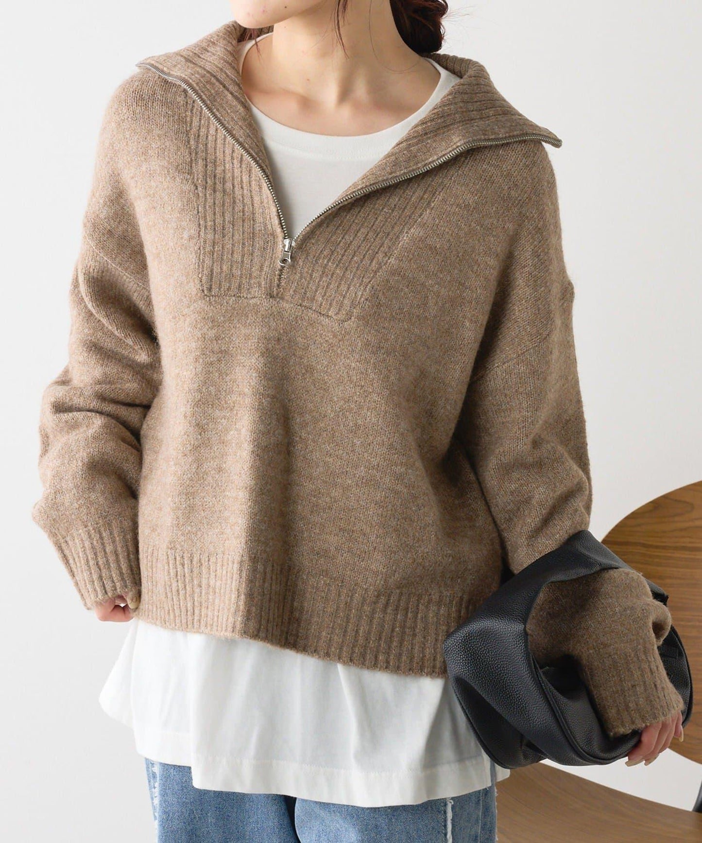 Yak觸感半拉鍊針織衫