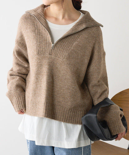 Yak觸感半拉鍊針織衫