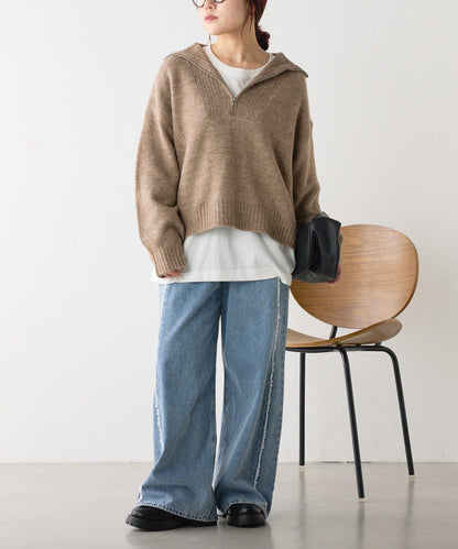 Yak觸感半拉鍊針織衫