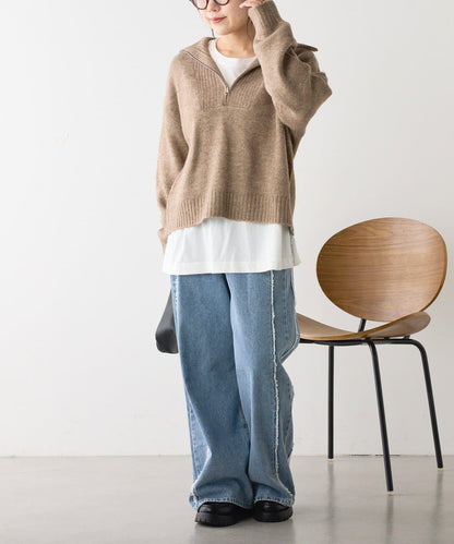 Yak觸感半拉鍊針織衫