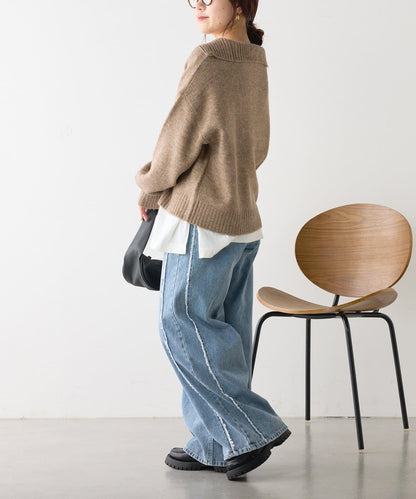 Yak觸感半拉鍊針織衫