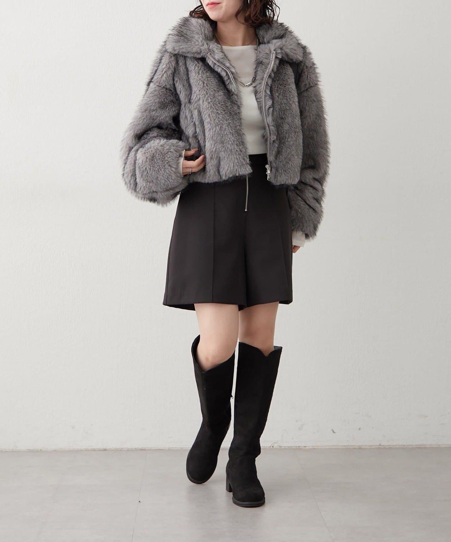 拼接毛皮兩用夾克