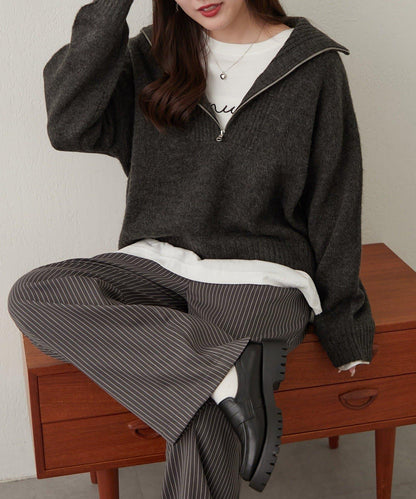 Yak觸感半拉鍊針織衫