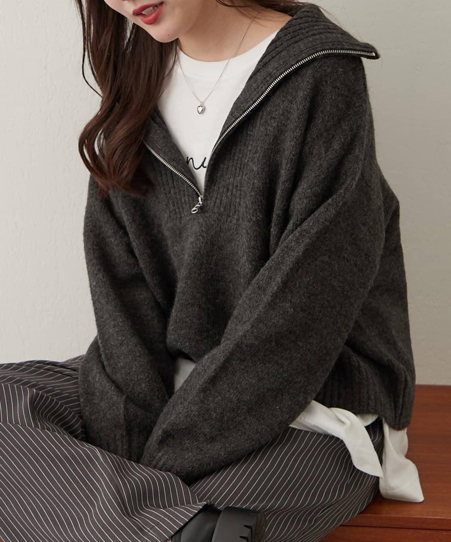 Yak觸感半拉鍊針織衫