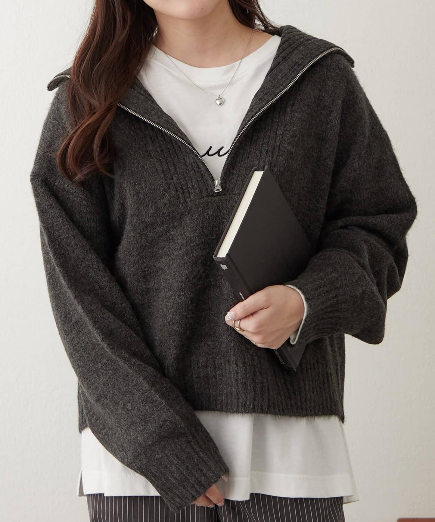 Yak觸感半拉鍊針織衫