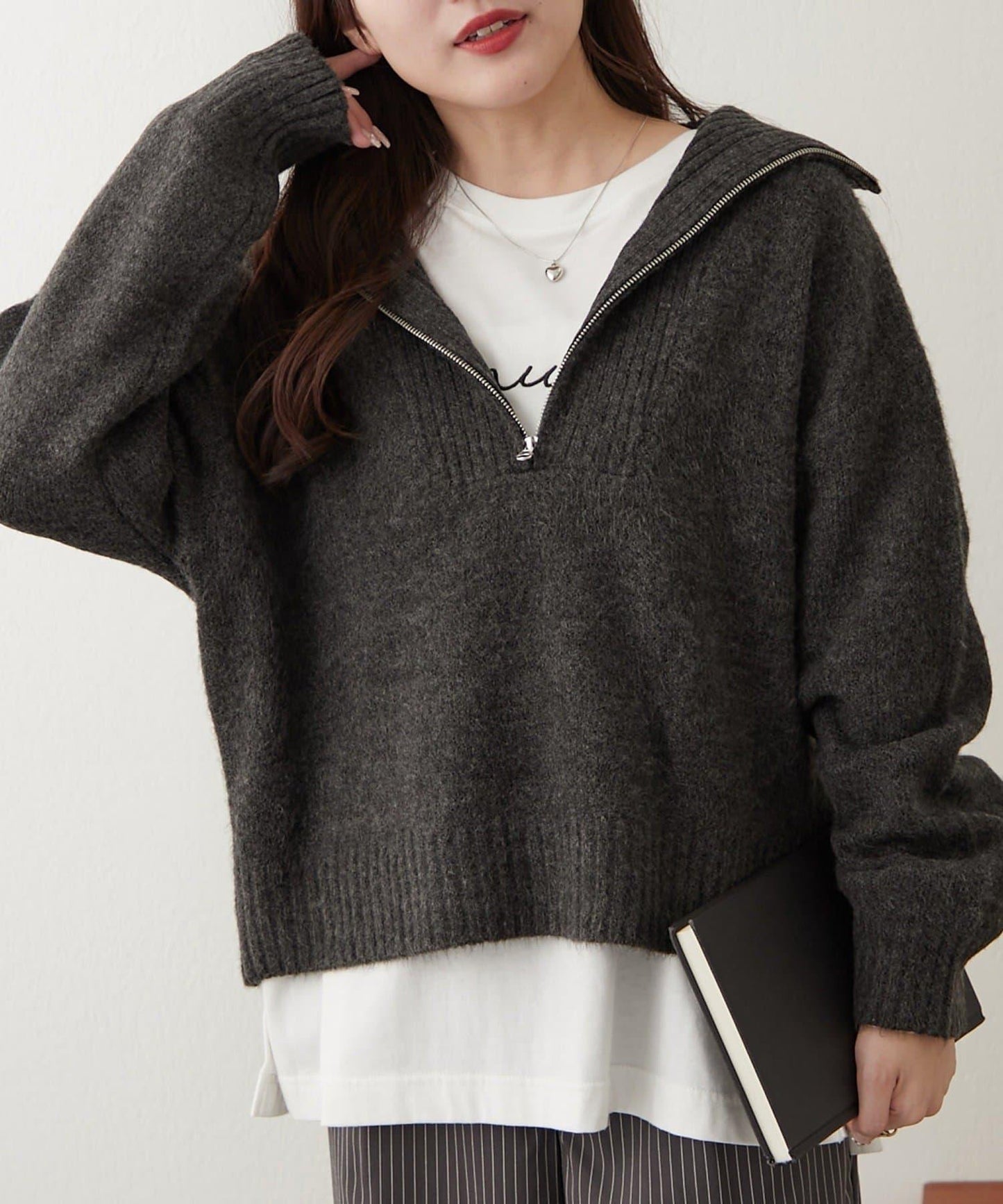 Yak觸感半拉鍊針織衫