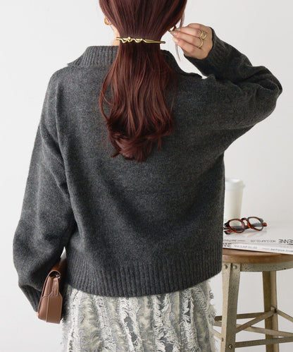 Yak觸感半拉鍊針織衫