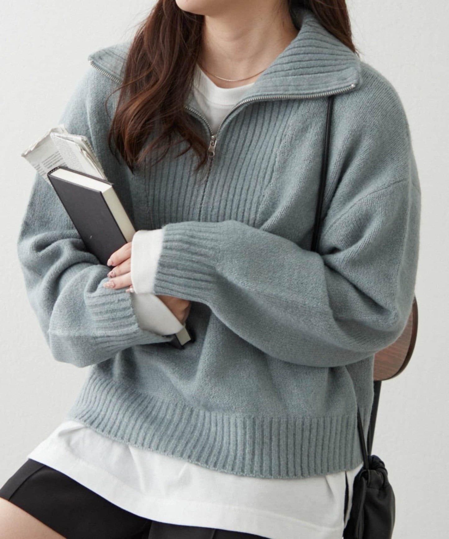 Yak觸感半拉鍊針織衫