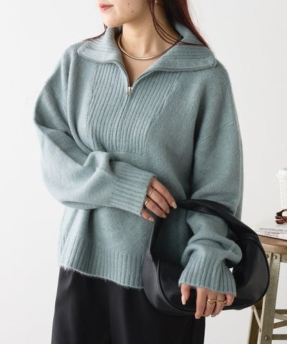 Yak觸感半拉鍊針織衫