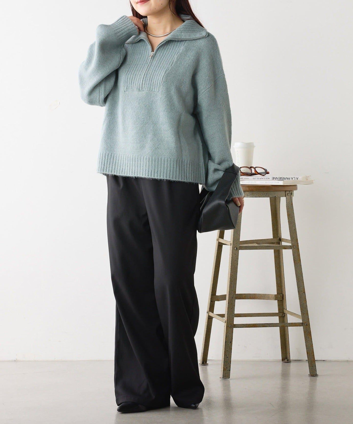 Yak觸感半拉鍊針織衫