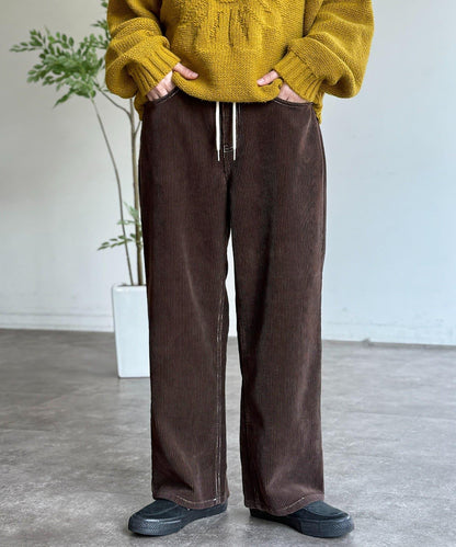 燈芯絨寬腿褲