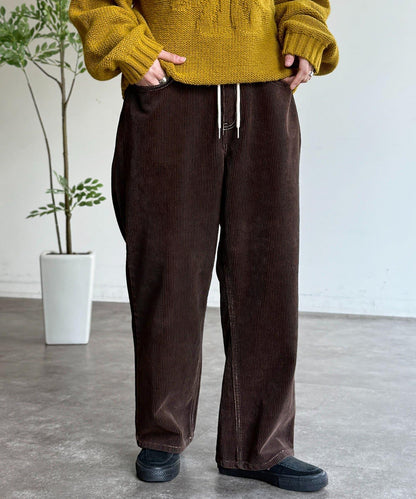 燈芯絨寬腿褲