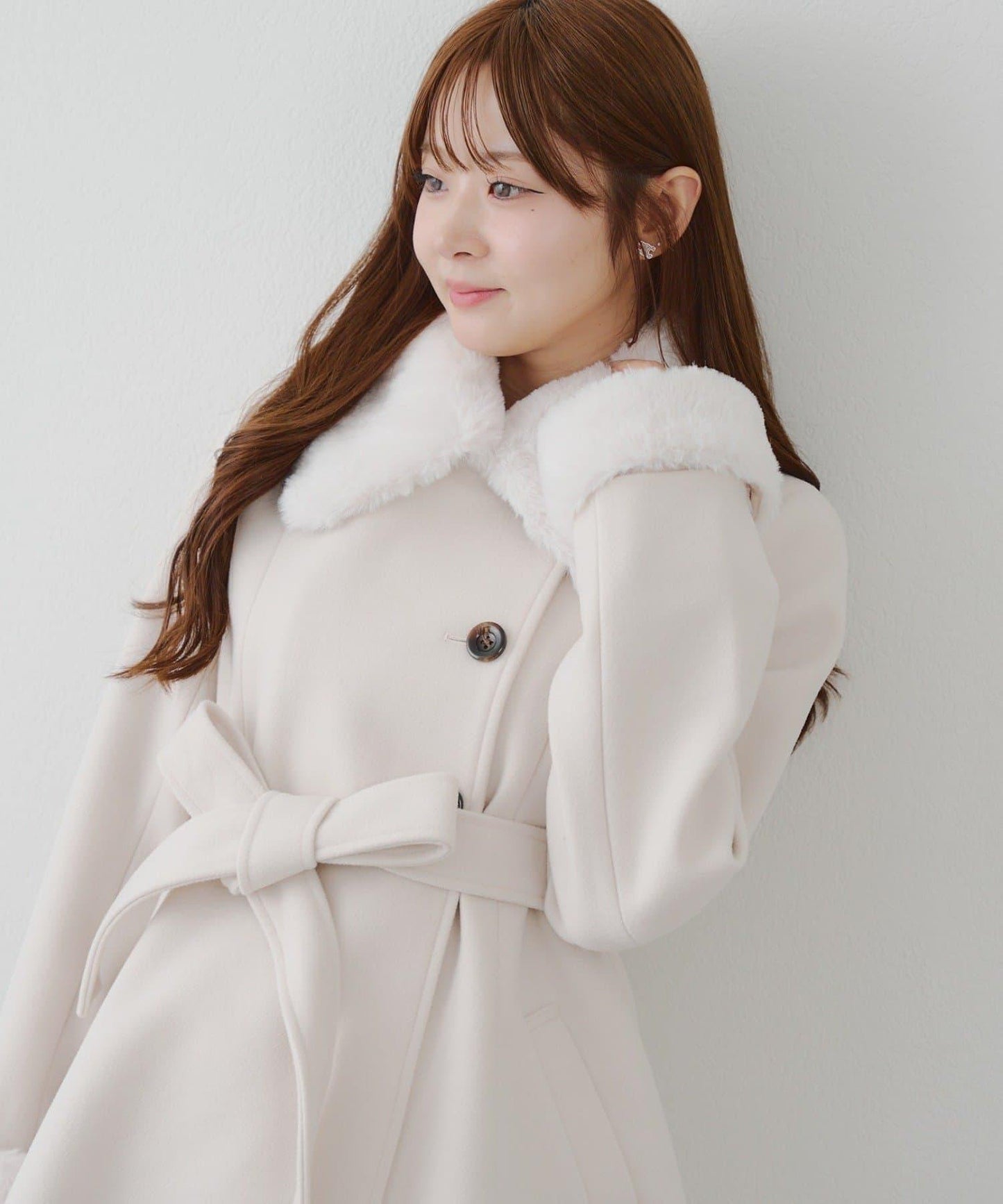 多功能可拆卸毛絨中長款A字大衣