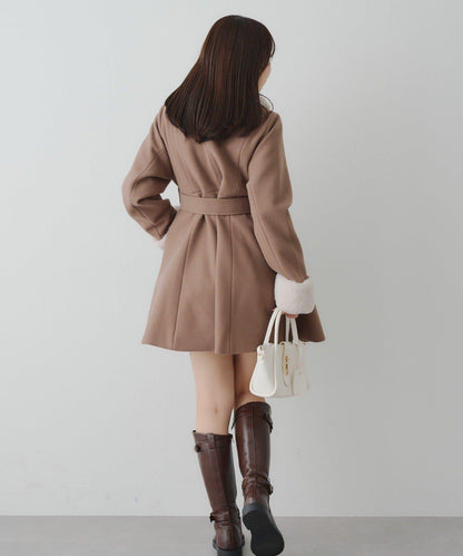 多功能可拆卸毛絨中長款A字大衣