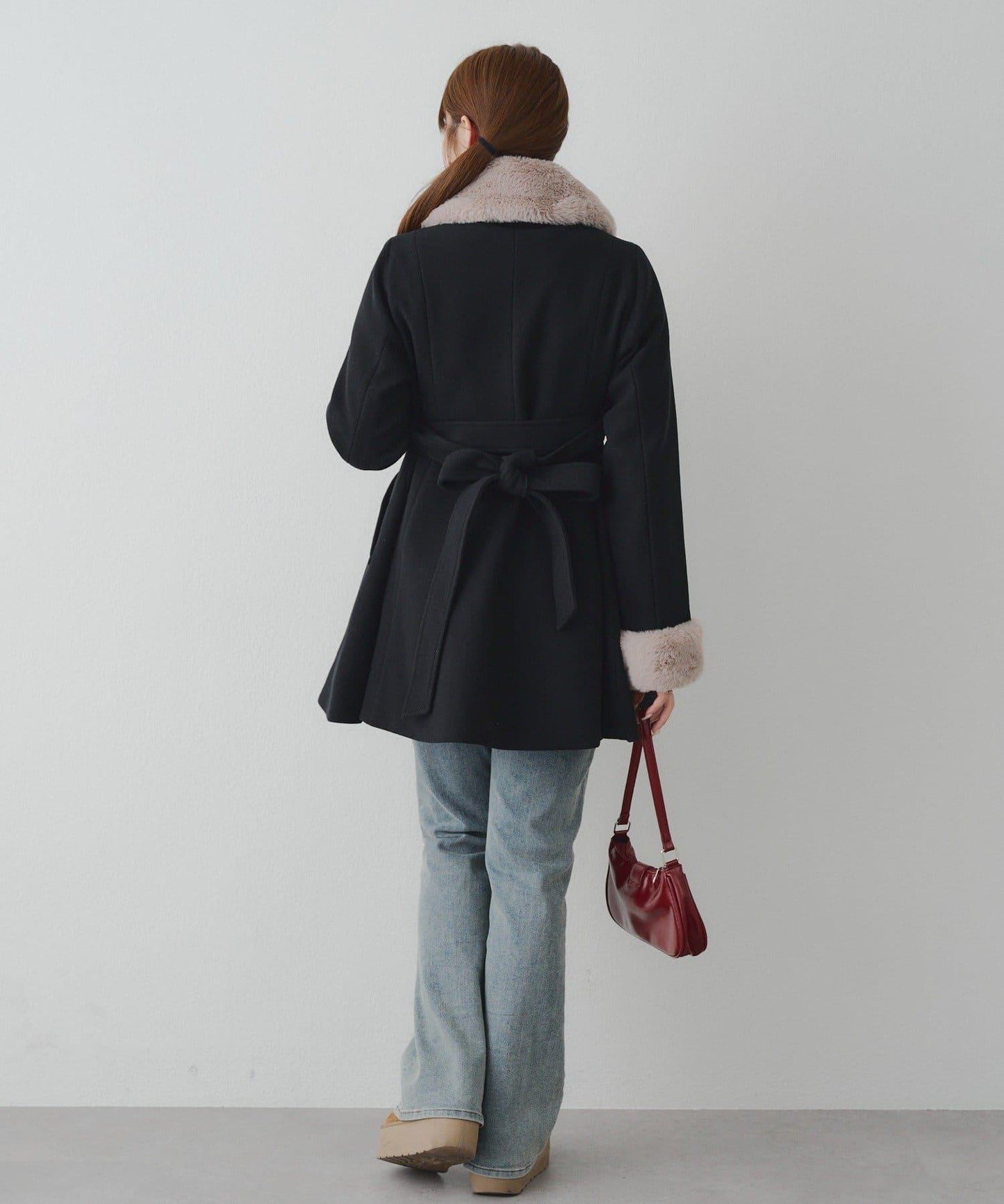 多功能可拆卸毛絨中長款A字大衣