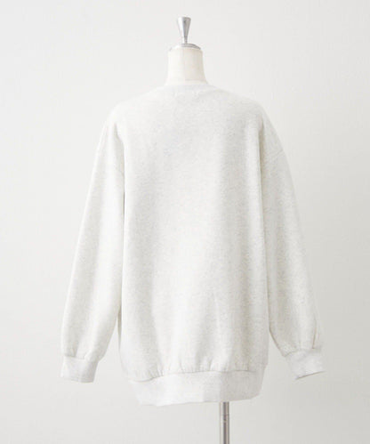 花卉與標誌拼接加絨套頭衫