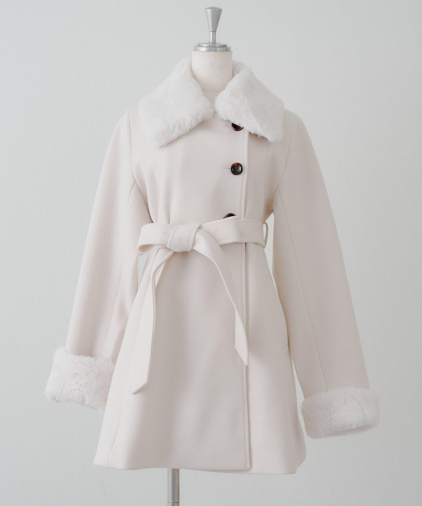 多功能可拆卸毛絨中長款A字大衣