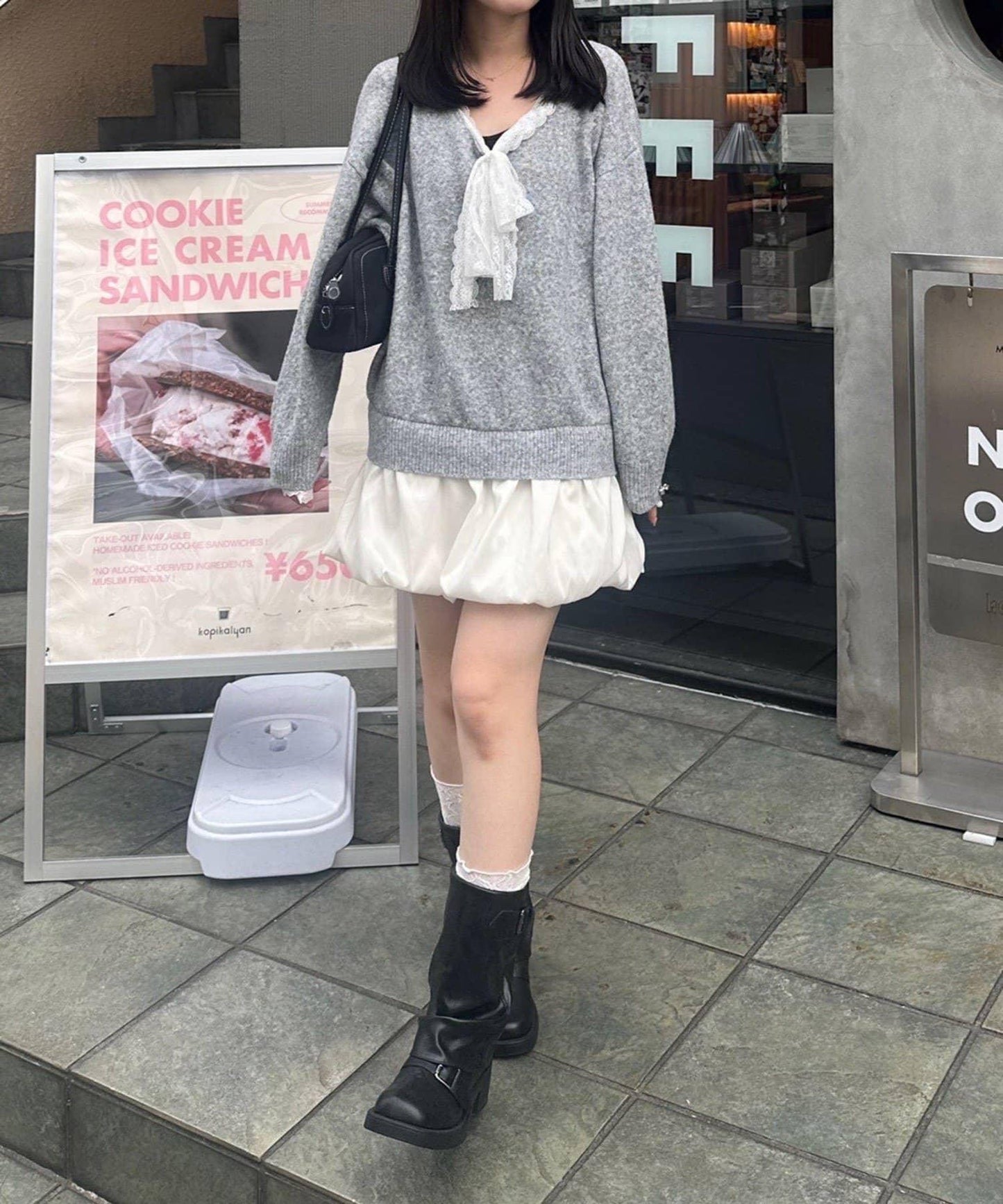【Ribbon Collection】蕾絲拼接泡泡袖迷你連衣裙