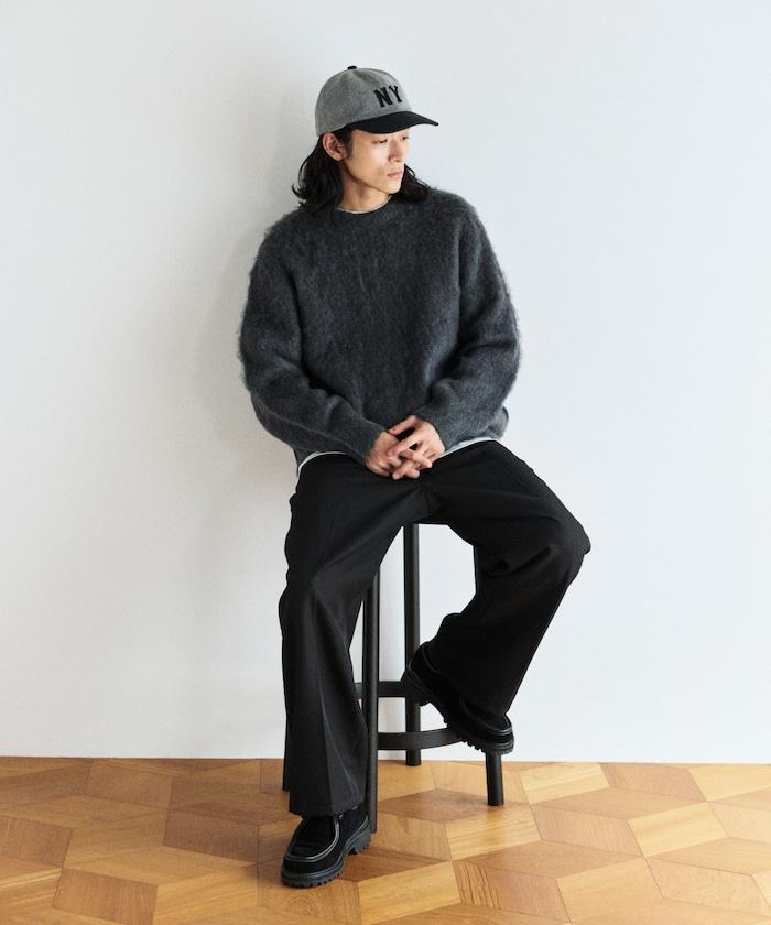 長毛針織圓領套頭衫