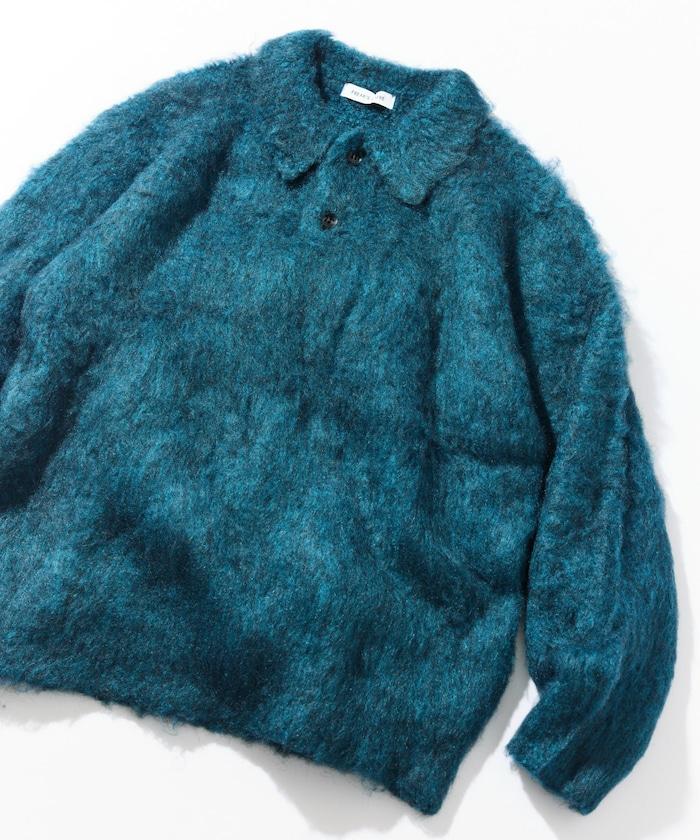 長絨毛針織POLO領毛衣