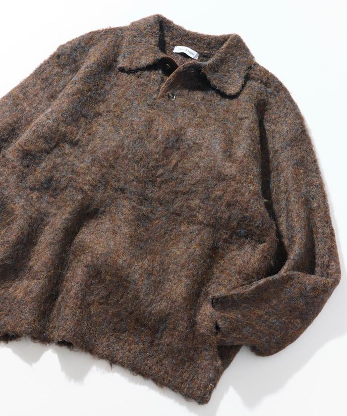 長絨毛針織POLO領毛衣