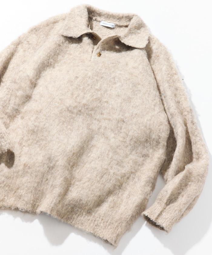 長絨毛針織POLO領毛衣