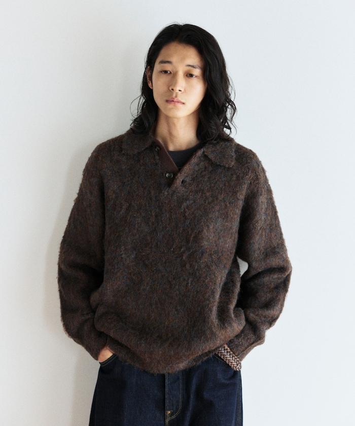 長絨毛針織POLO領毛衣