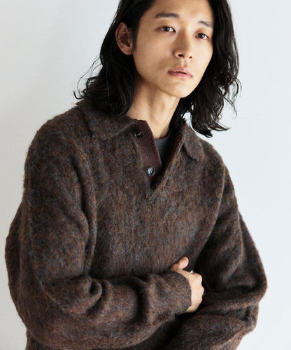 長絨毛針織POLO領毛衣