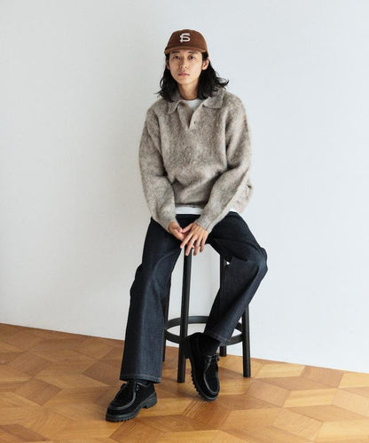 長絨毛針織POLO領毛衣