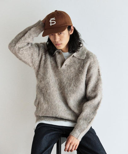 長絨毛針織POLO領毛衣