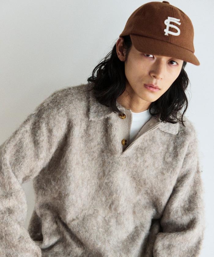 長絨毛針織POLO領毛衣