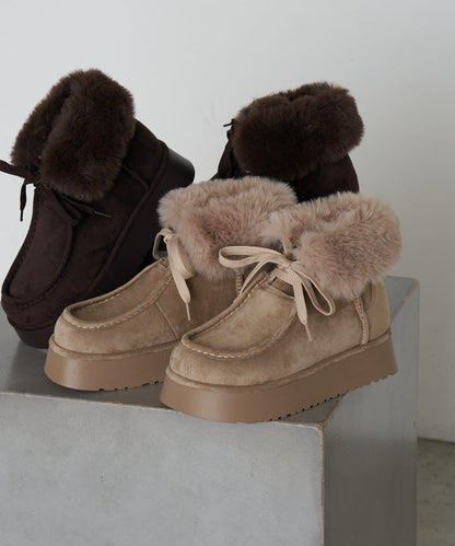 厚底羊羔絨短靴