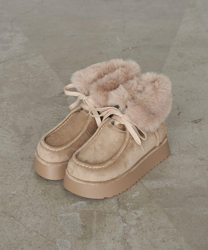 厚底羊羔絨短靴