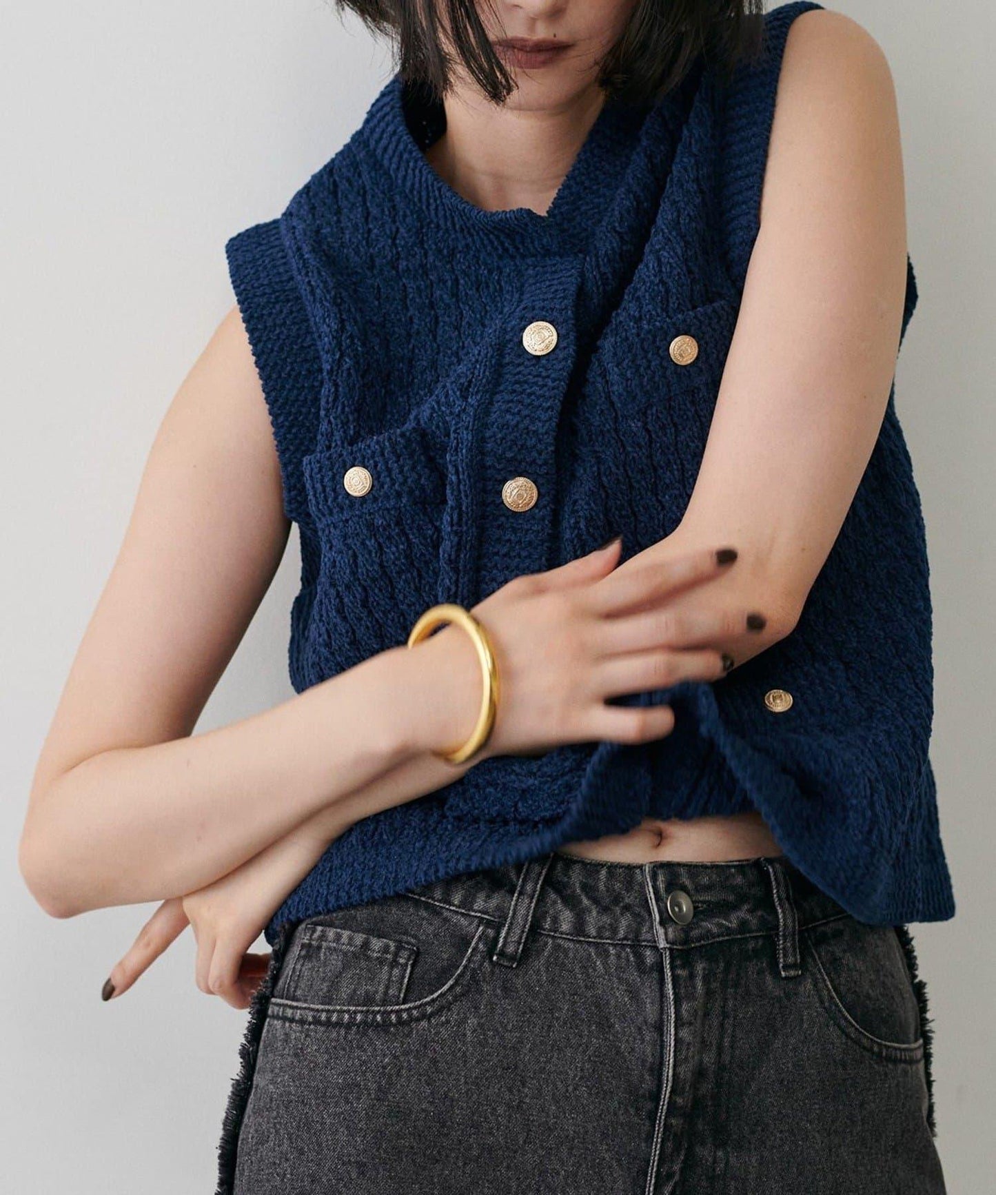 【LARUTA】毛圈圓領針織背心